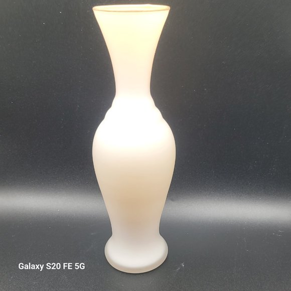 Vintage White Satin Frosted Vase Made In Italy Wheat And Flower Design 10” - Picture 5 of 10